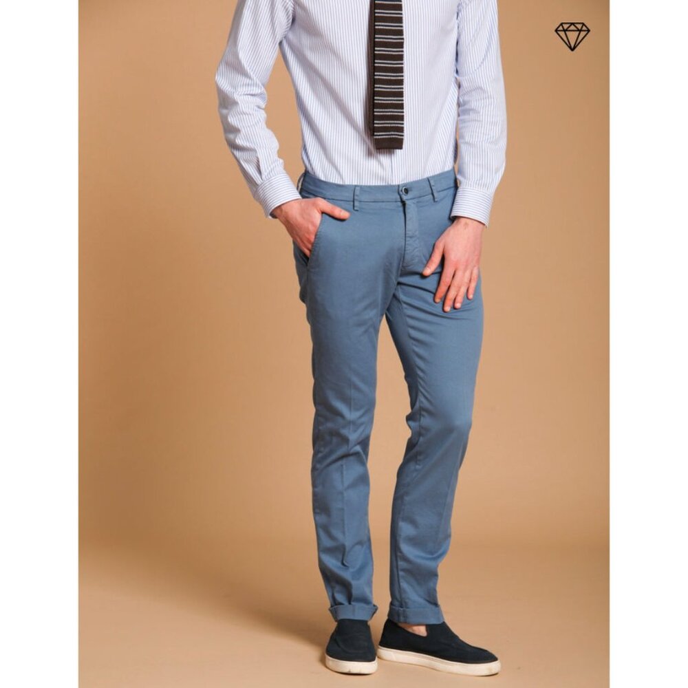 NWT Masons Italy Mens Size 40 40x35 Blue Torino Poplin Slim Fit Chino Pants NEW